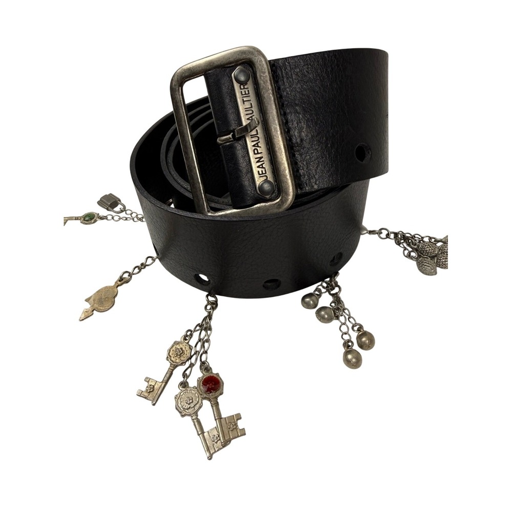 Jean Paul Gaultier | Black Leather Figural Charm Statement Belt | EU 48 - Picture 8 of 16